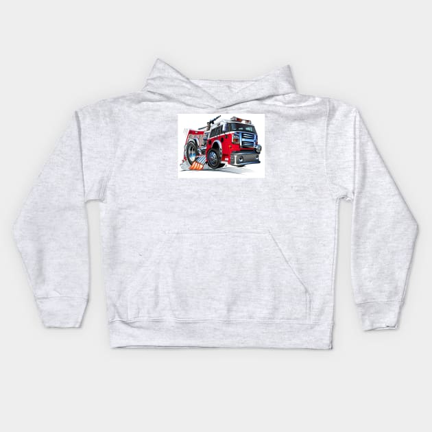 Cartoon firetruck Kids Hoodie by Mechanik